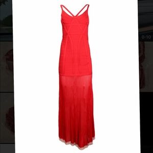 Herve Leger Red Zheyna Gown with Ombré Bottom